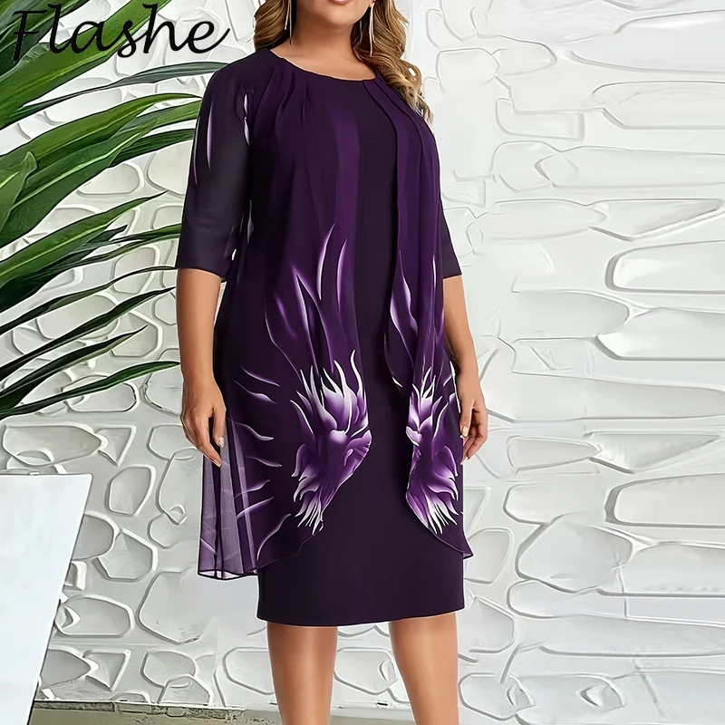 Plus Size Dress Women Elegant O Neck Half Sleeve Floral Printed Party Dresses For Women Summer Beach Holiday Midi Dress
Plus Size Dress Women Elegant O Neck Half Sleeve Floral Printed Party Dresses For Women Summer Beach Holiday Midi Dress