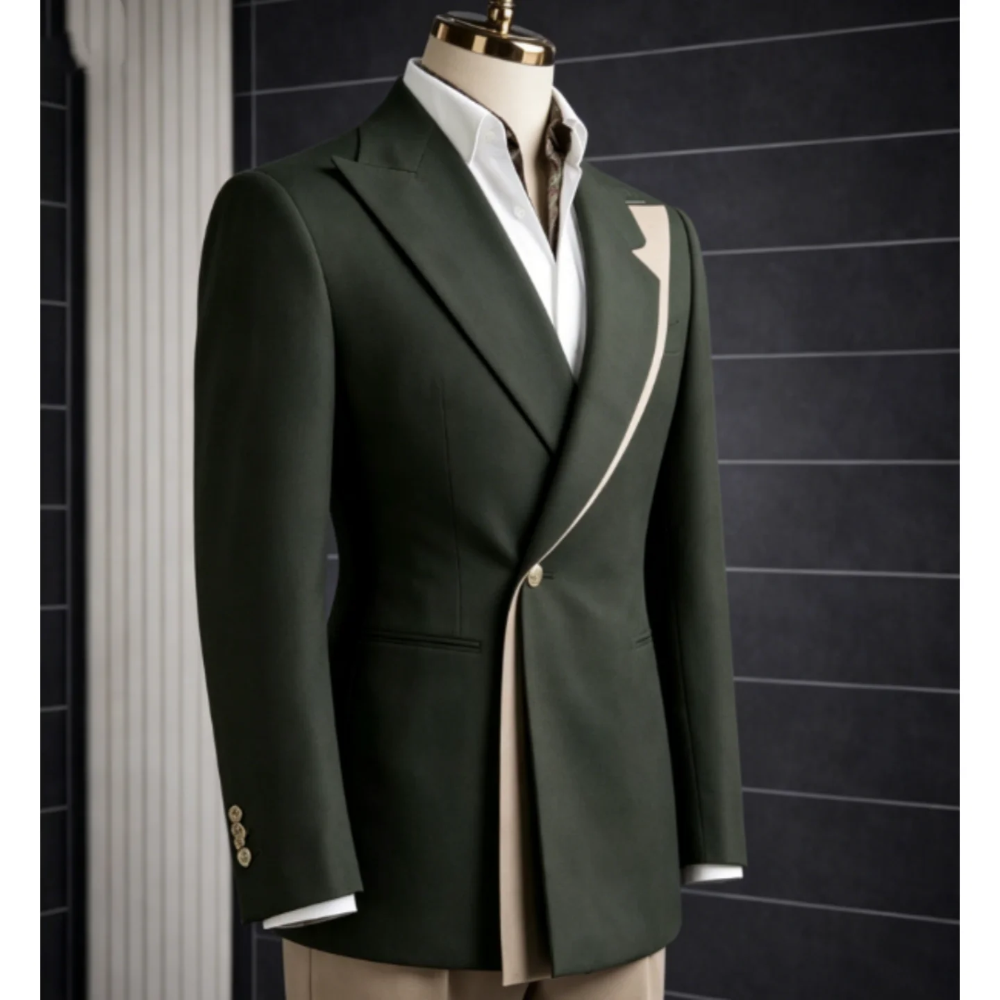 Men's Dark Green Contrast Lapel One Button Blazer Slim Fit Formal Business Casual Jacket Wedding Prom Party Suit Coat Customized
Men's Dark Green Contrast Lapel One Button Blazer Slim Fit Formal Business Casual Jacket Wedding Prom Party Suit Coat Customized