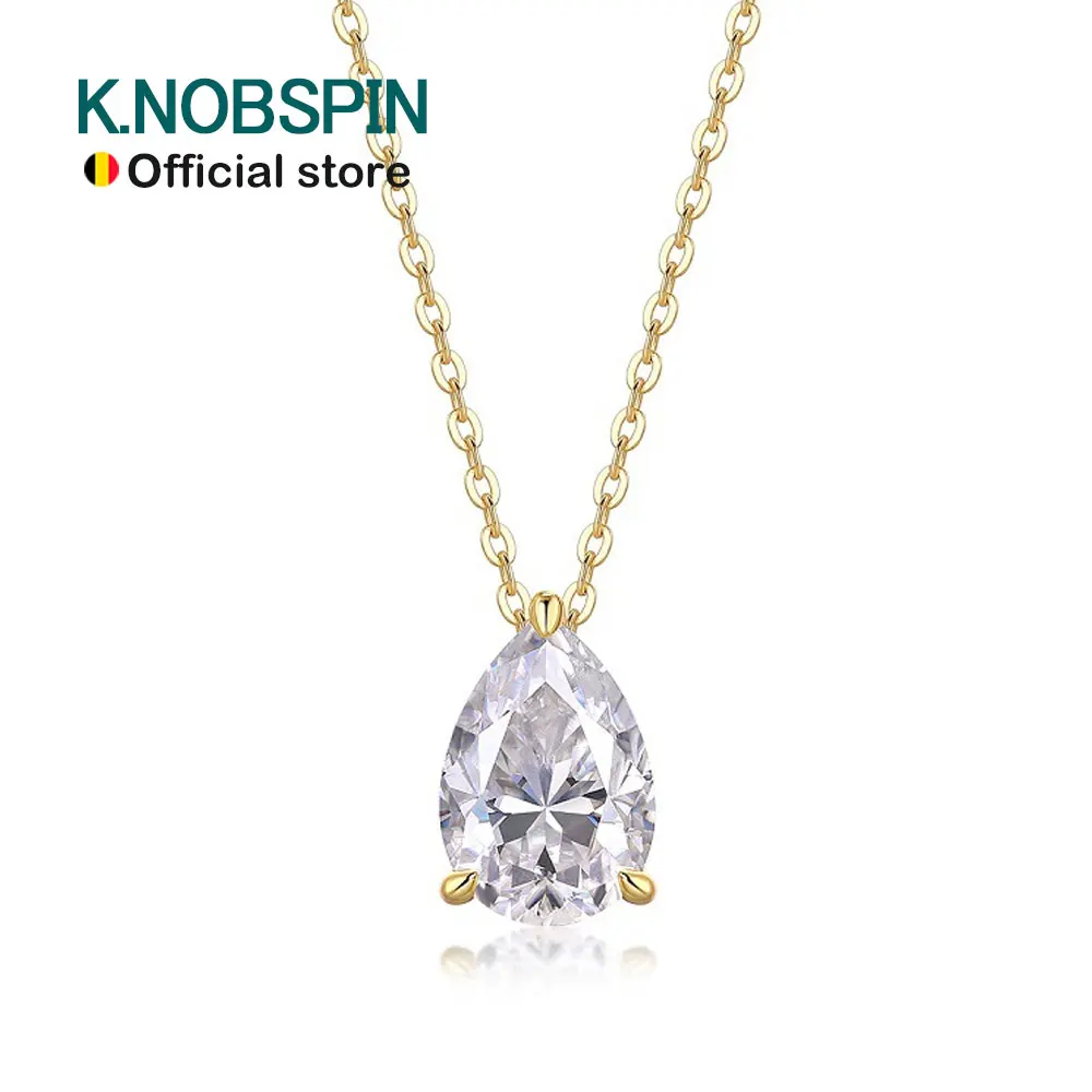 KNOBSPIN 1-5ct Pear Cut Moissanite Pandent Necklace GRA Certified 925 Sterling Silver Plated 18k Gold Dainty Necklaces for Women
KNOBSPIN 1-5ct Pear Cut Moissanite Pandent Necklace GRA Certified 925 Sterling Silver Plated 18k Gold Dainty Necklaces for Women