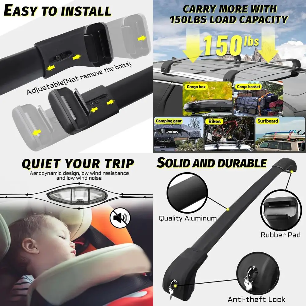 Алюминиевые запираемые поперечины багажника на крышу для Kia Sorento и Hybrid 2021-2025 гг., совместимые с боковыми направляющими заподлицо, идеально подходят для крыши Ca
Алюминиевые запираемые поперечины багажника на крышу для Kia Sorento и Hybrid 2021-2025 гг., совместимые с боковыми направляющими заподлицо, идеально подходят для крыши Ca