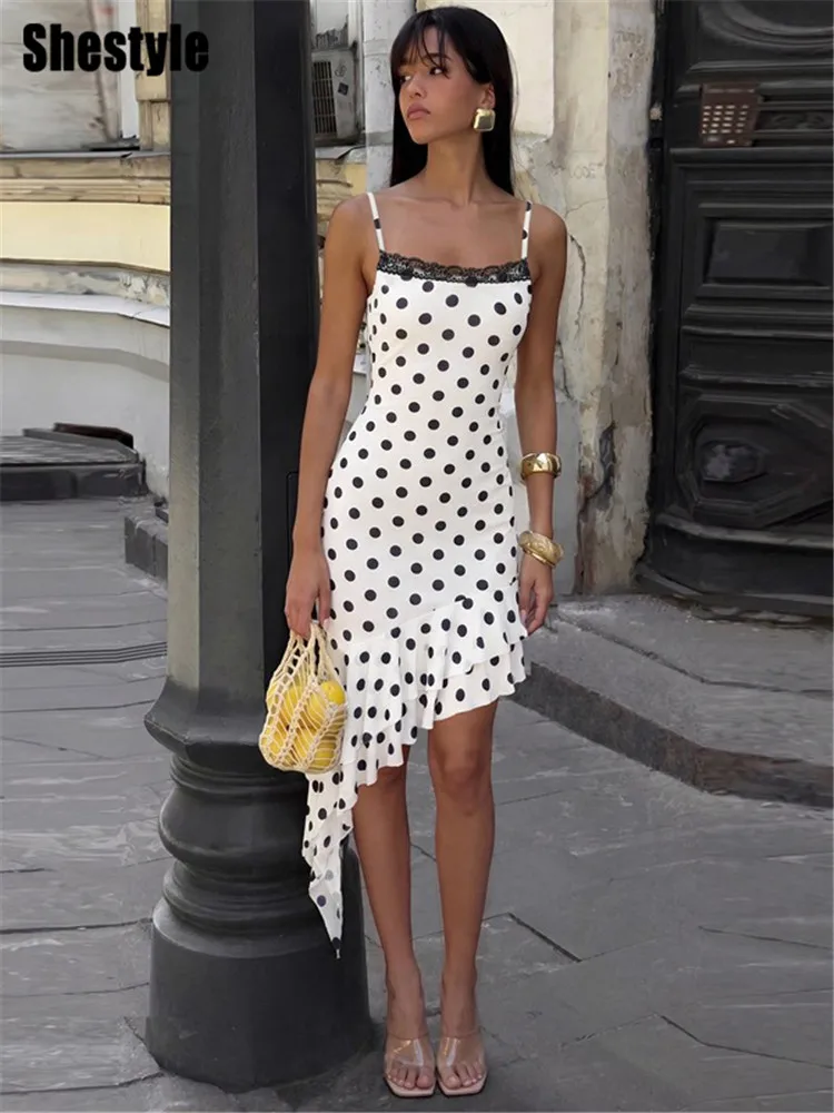 Shestyle Polka Dot Asymmetrical Dress Women Elegant Beachwear Yarn Spaghetti Strap Ruffles Lace Brown New Design Date Outfits
Shestyle Polka Dot Asymmetrical Dress Women Elegant Beachwear Yarn Spaghetti Strap Ruffles Lace Brown New Design Date Outfits