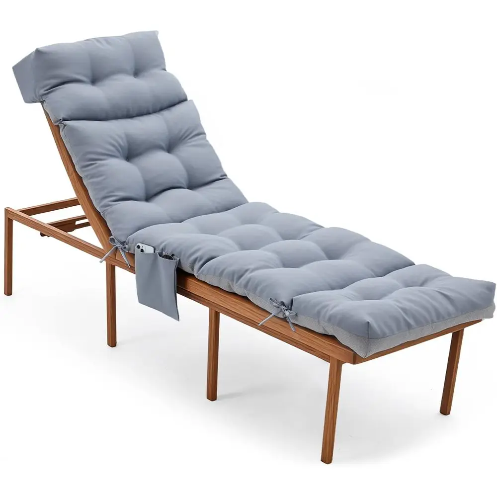 76 x 22 x 4.7 Outdoor Lounge Chair Cushion, Thick Seat Pad with Ties, Light Gray
76 x 22 x 4.7 Outdoor Lounge Chair Cushion, Thick Seat Pad with Ties, Light Gray
