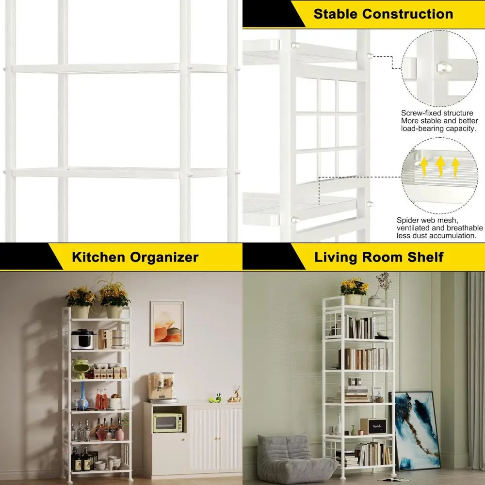 Adjustable 6-Wire Metal Garage Shelving, 900Lbs Capacity Storage Rack for Kitchen, Laundry, and Bathroom (White)
Adjustable 6-Wire Metal Garage Shelving, 900Lbs Capacity Storage Rack for Kitchen, Laundry, and Bathroom (White)