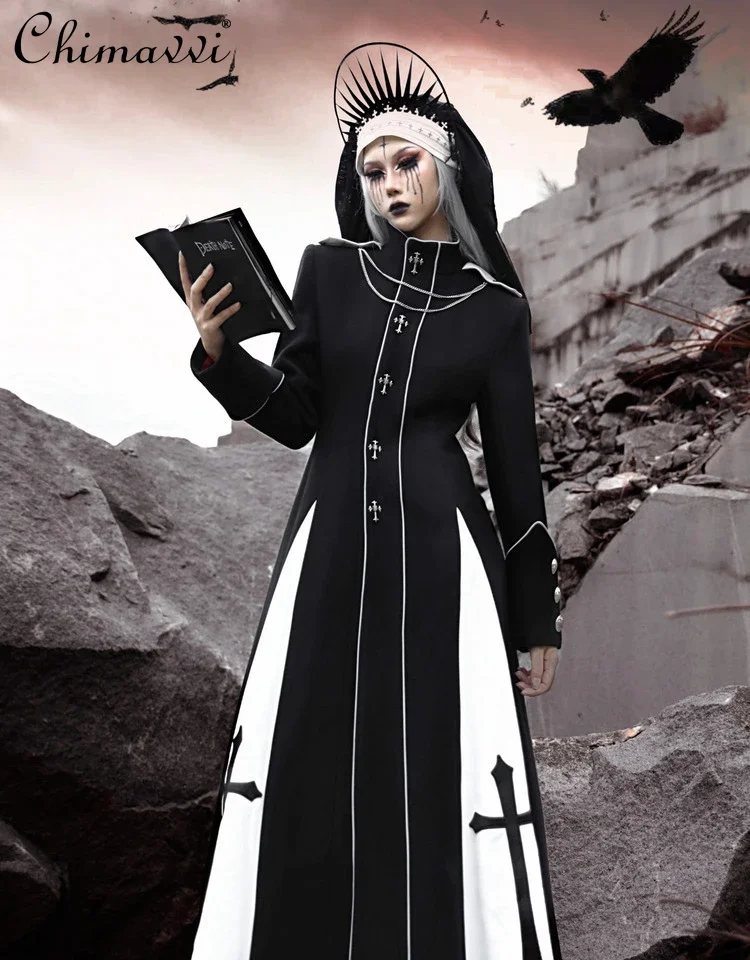Original Gothic Halloween Heavy Cross Woolen Coat Jacket Women's Autumn and Winter Dark Girl Punk Long Sleeve Slim Long Jackets
Original Gothic Halloween Heavy Cross Woolen Coat Jacket Women's Autumn and Winter Dark Girl Punk Long Sleeve Slim Long Jackets