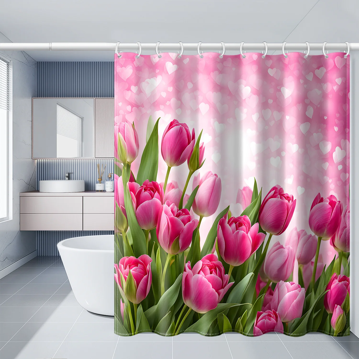 Dreamy Love Tulip Shower Curtain - Water-Resistant Polyester, Machine Washable, Artsy Bath Decor for Valentine's Day, All-Season
Dreamy Love Tulip Shower Curtain - Water-Resistant Polyester, Machine Washable, Artsy Bath Decor for Valentine's Day, All-Season