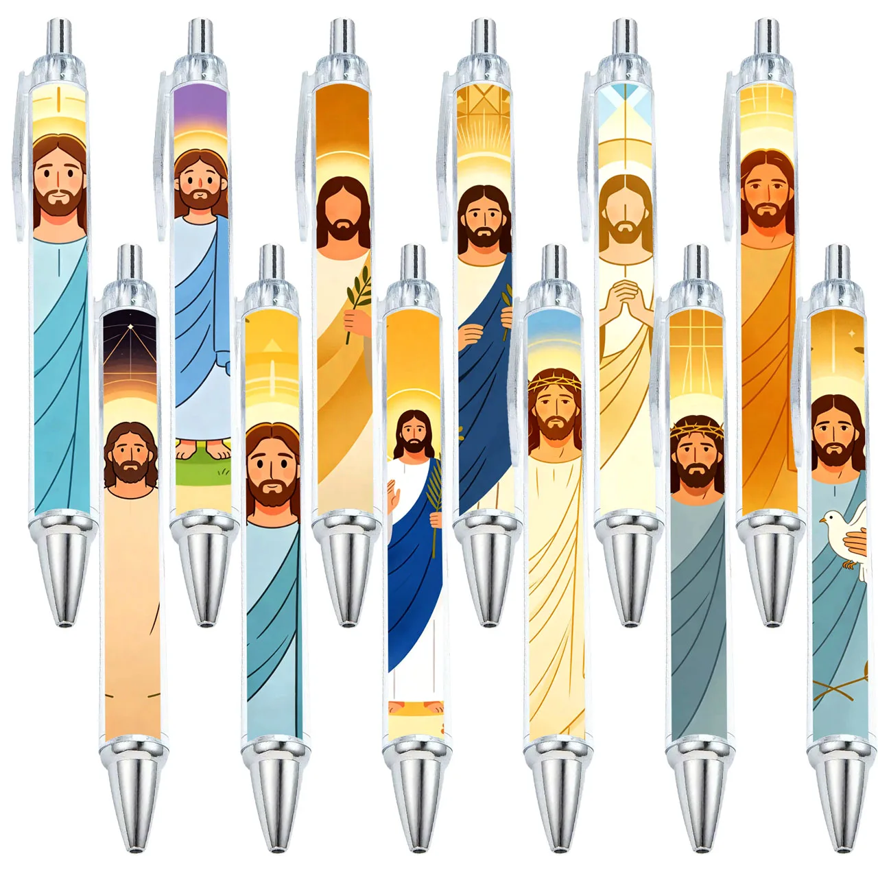 12 pieces/18 pieces Jesus pattern roll paper ballpoint pen. Religious Light Cultural Creative Gift Pen
12 pieces/18 pieces Jesus pattern roll paper ballpoint pen. Religious Light Cultural Creative Gift Pen