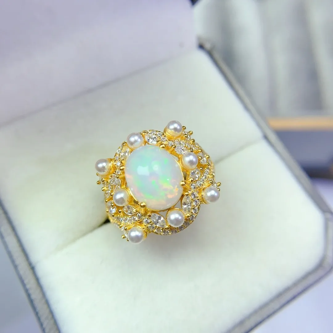Large Particles Luxurious Natural Opal Ring S925 Pure Silver Graceful Fashion Jewelry Glossy Colorful Gemstone
Large Particles Luxurious Natural Opal Ring S925 Pure Silver Graceful Fashion Jewelry Glossy Colorful Gemstone