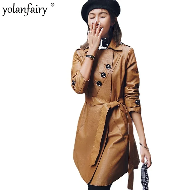 Fashion Real Leather Jacket Women Autumn High Street Mid-length Leather Coat for Women Clothing Black Belt Treach Coat FCY1920
Fashion Real Leather Jacket Women Autumn High Street Mid-length Leather Coat for Women Clothing Black Belt Treach Coat FCY1920