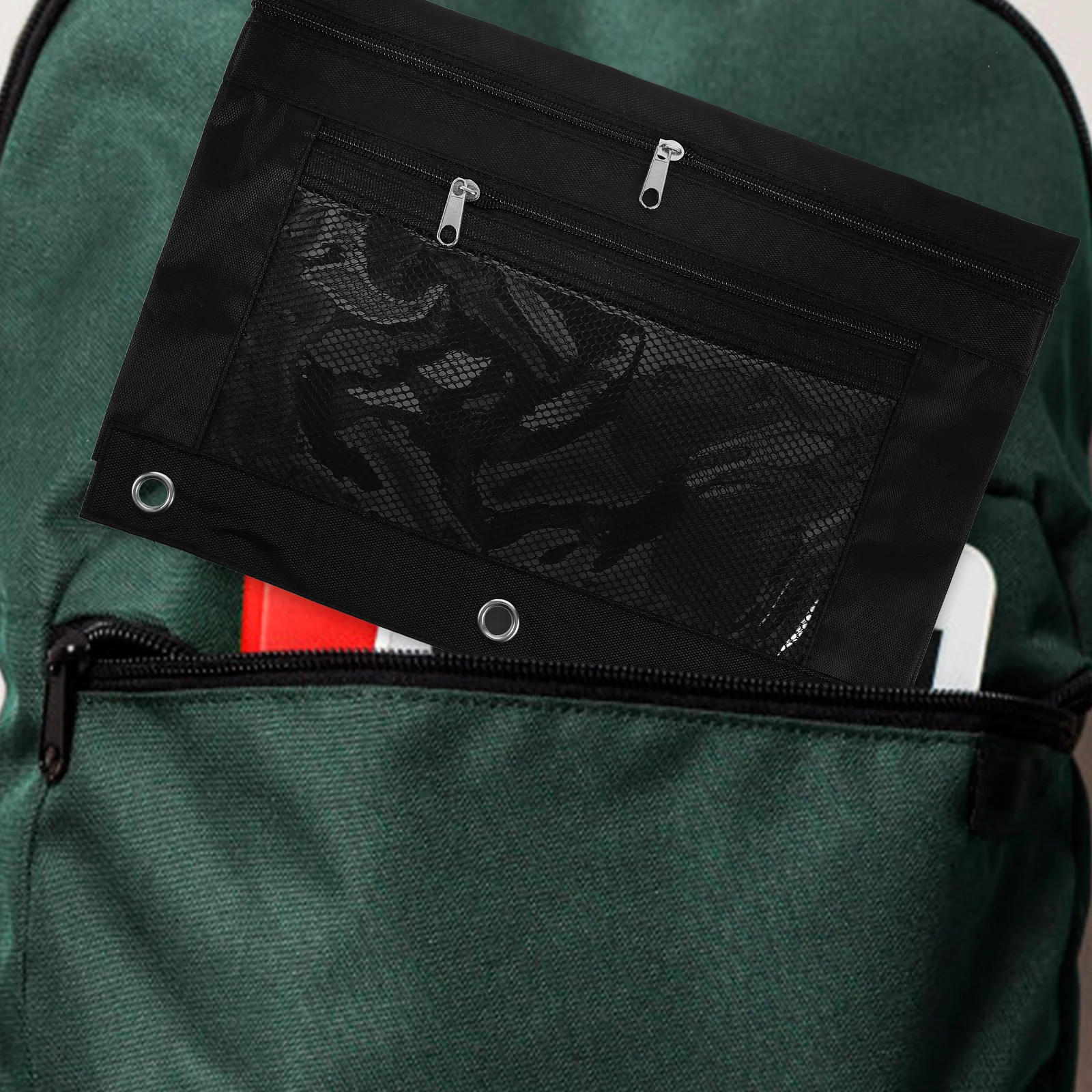 Large Capacity Pen Bag Black Pouch 3 ring Binder Stationery Double Pocket Transparent Window Zipper Pencil Case for Office
Large Capacity Pen Bag Black Pouch 3 ring Binder Stationery Double Pocket Transparent Window Zipper Pencil Case for Office