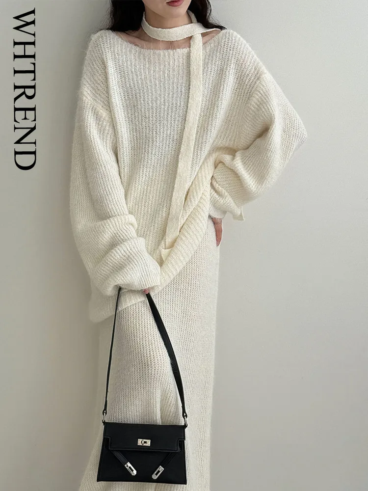 WHTREND корейский стиль осень-зима с v-образным вырезом и лямкой на шее, свободный свитер + юбка, новый комплект, модный WH1798
WHTREND корейский стиль осень-зима с v-образным вырезом и лямкой на шее, свободный свитер + юбка, новый комплект, модный WH1798