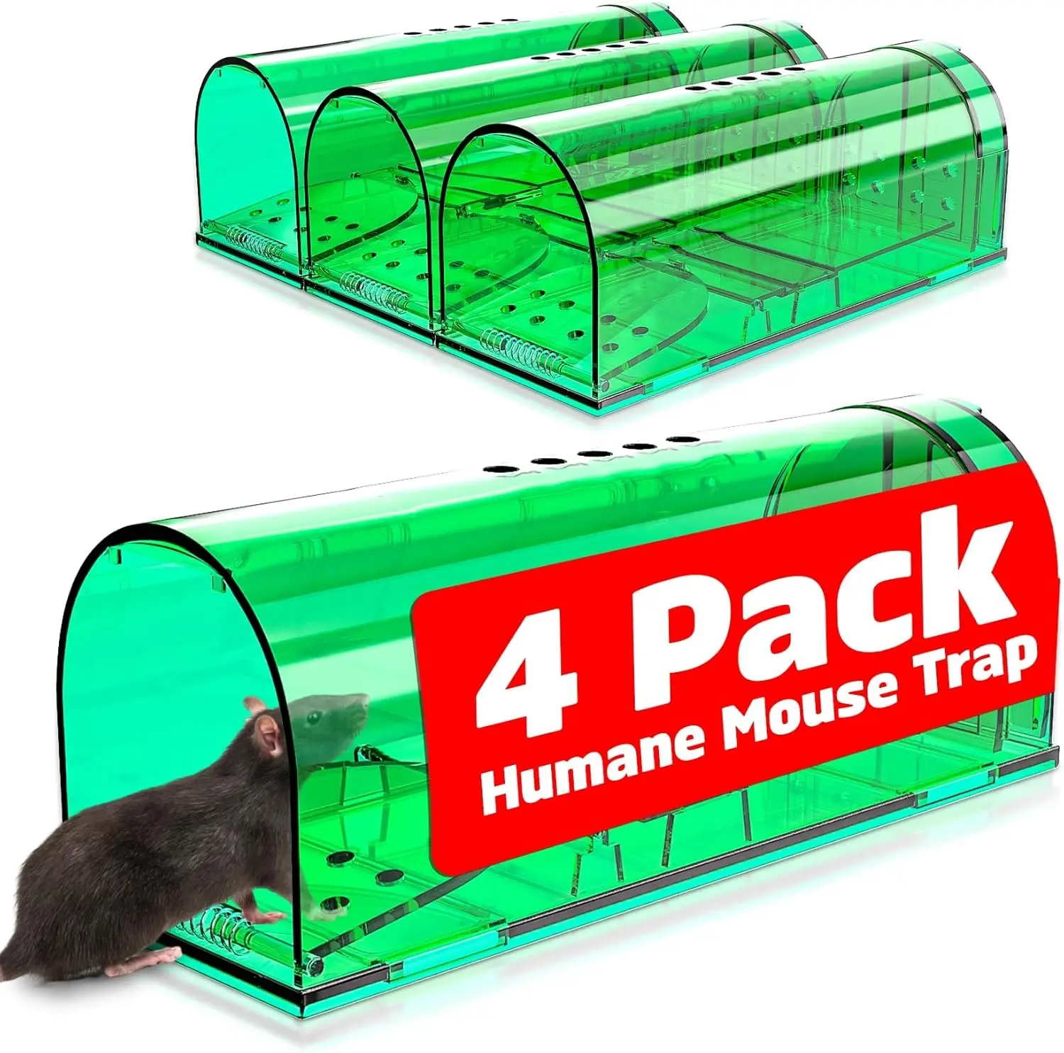 Humane Mouse Traps No Kill Reusable for Indoor Outdoor Use with Bait Compartment
Humane Mouse Traps No Kill Reusable for Indoor Outdoor Use with Bait Compartment