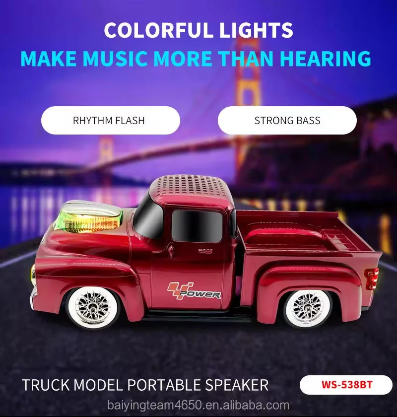 Hot Sale Truck Shape WS-538 BT Speaker Stereo Portable Outdoor Car Wireless Speaker With RGB Lamp TF FM AUX FM USB Music Player
Hot Sale Truck Shape WS-538 BT Speaker Stereo Portable Outdoor Car Wireless Speaker With RGB Lamp TF FM AUX FM USB Music Player