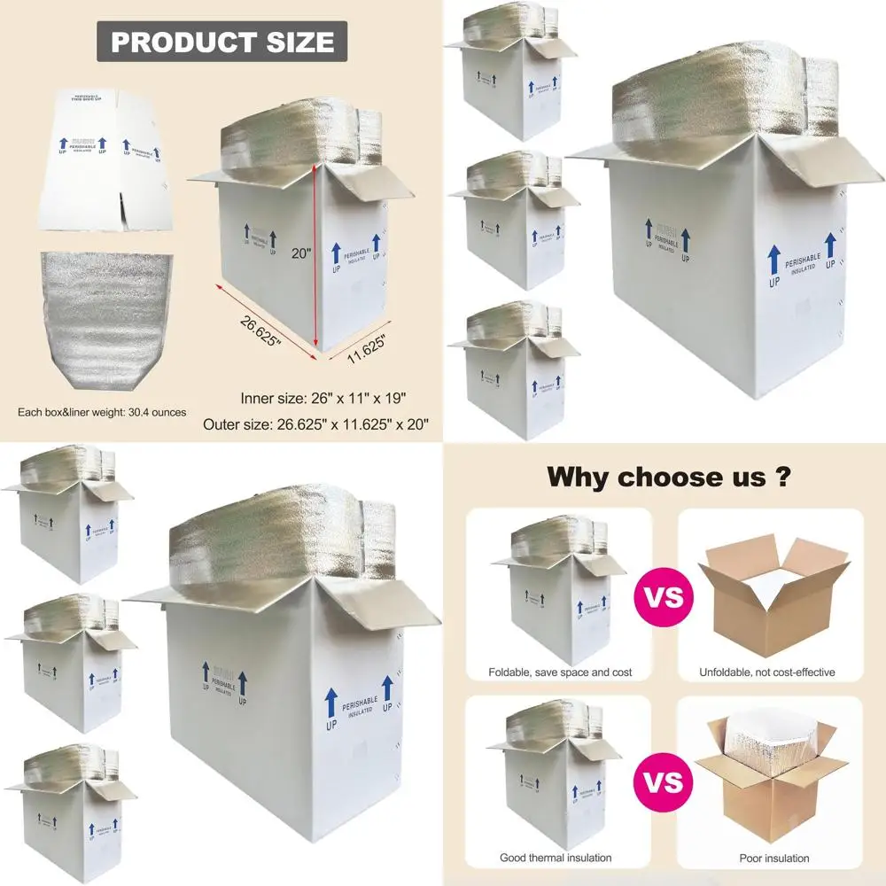 4-Pack Insulated Shipping Boxes with Oil Liner Bags for Cold Chain Perishables
4-Pack Insulated Shipping Boxes with Oil Liner Bags for Cold Chain Perishables