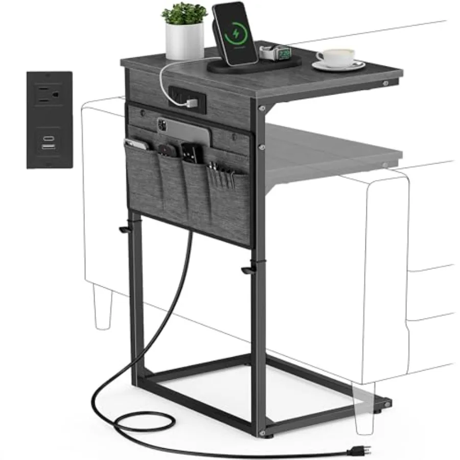 C Shaped End Table with Charging Station 33" Tall Side Table for Couch Sofa Table Adjustable Height Couch Side C Table Slide Un
C Shaped End Table with Charging Station 33" Tall Side Table for Couch Sofa Table Adjustable Height Couch Side C Table Slide Un