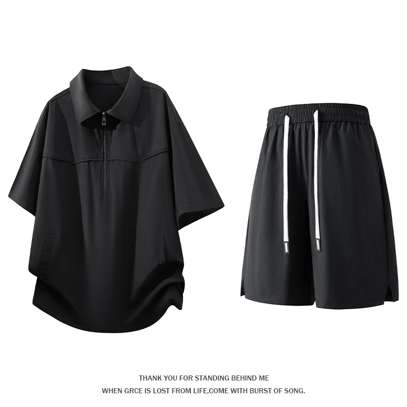 2026 Summer Large Size Ice Silk Short-sleeved Shorts Set Men's Loose Quick-drying Breathable Semi-zipper Polo Shirt Casual A Set
2026 Summer Large Size Ice Silk Short-sleeved Shorts Set Men's Loose Quick-drying Breathable Semi-zipper Polo Shirt Casual A Set