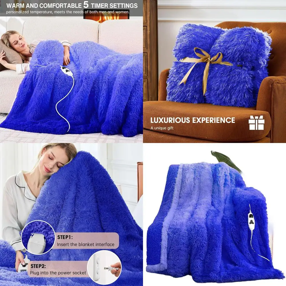 Faux Fur Sherpa Electric Blanket with 10 Heat & 5 Timer Settings, Fast Heating, 50x60, Glacier Blue
Faux Fur Sherpa Electric Blanket with 10 Heat & 5 Timer Settings, Fast Heating, 50x60, Glacier Blue