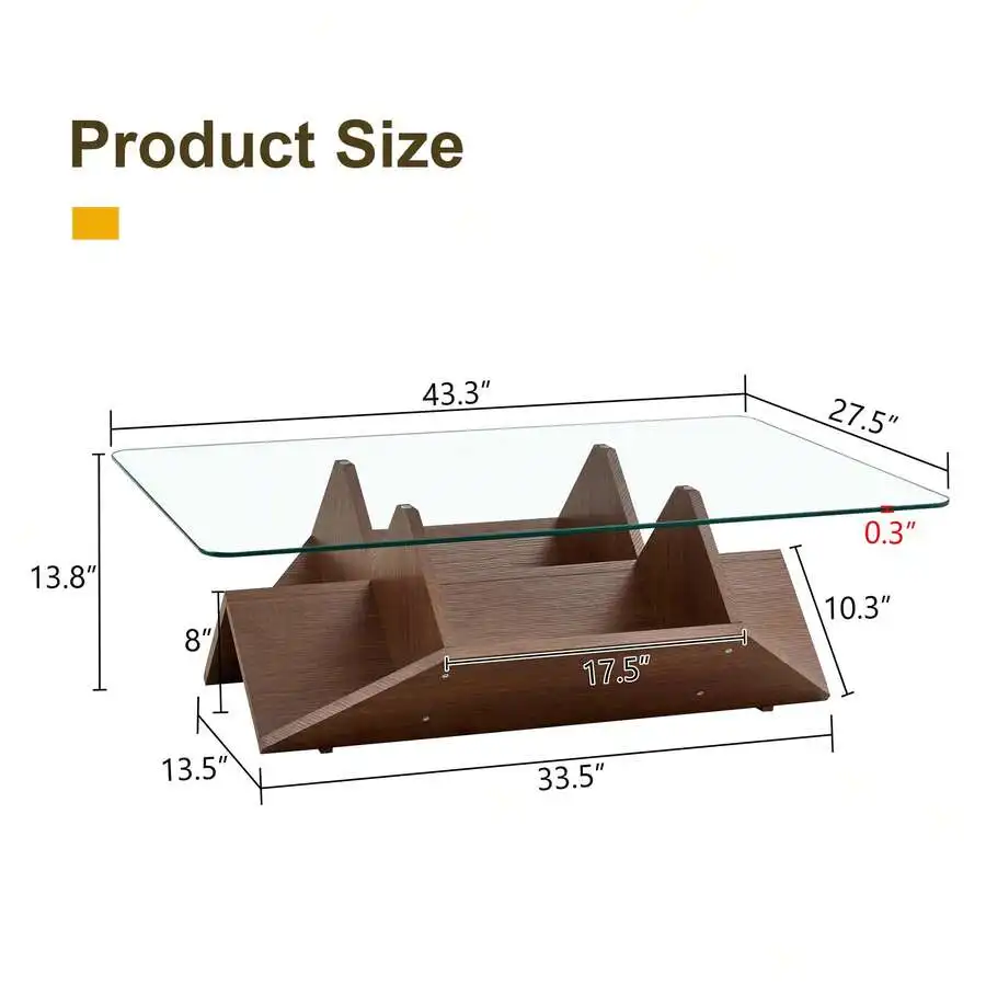 MUUOKY 2026 New 43.5" Rectangle Glass Coffee Table, Mid-Century Modern Tempered Glass Center Table With Wooden Base, Unique
MUUOKY 2026 New 43.5" Rectangle Glass Coffee Table, Mid-Century Modern Tempered Glass Center Table With Wooden Base, Unique