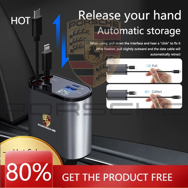 Porsche Car Sticker For Porsche Panamera Macan Boxster Cayman Cayenne 911 718 918 Retractable Car Charger USB Type Cable For IPh
Porsche Car Sticker For Porsche Panamera Macan Boxster Cayman Cayenne 911 718 918 Retractable Car Charger USB Type Cable For IPh