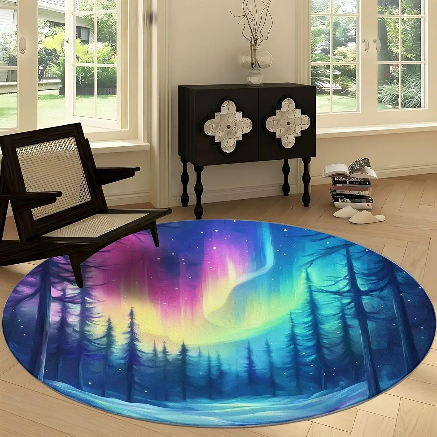 Forest Oil Painting Print Round Rug , Cartoon Style Fantasy Aurora Washable Circular Carpet Runner-Non Slip Circle Rug Carpet
Forest Oil Painting Print Round Rug , Cartoon Style Fantasy Aurora Washable Circular Carpet Runner-Non Slip Circle Rug Carpet