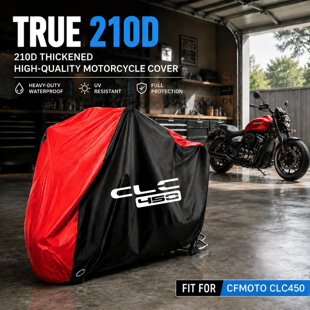 For CFMOTO CL-C450 CLC 450 210D Motorcycle Cover Waterproof Oxford Fabric All Season Dustproof UV Protection Moto Rain Cover
For CFMOTO CL-C450 CLC 450 210D Motorcycle Cover Waterproof Oxford Fabric All Season Dustproof UV Protection Moto Rain Cover