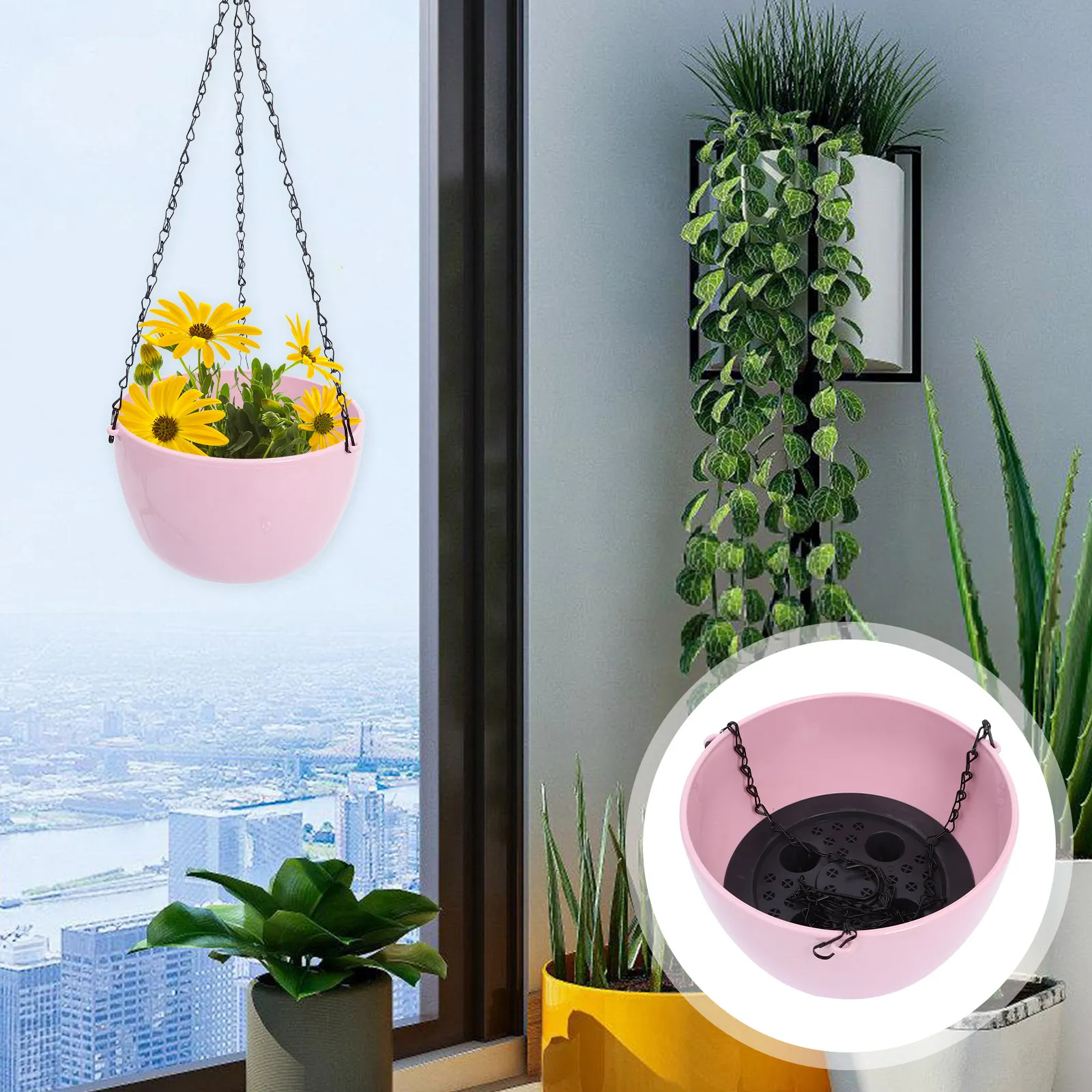 Самополивающийся подвесной цветочный горшок для использования в помещении и на улице, для сада, балкона, настенный, с крючком, экономит место, автоматический.
Самополивающийся подвесной цветочный горшок для использования в помещении и на улице, для сада, балкона, настенный, с крючком, экономит место, автоматический.
