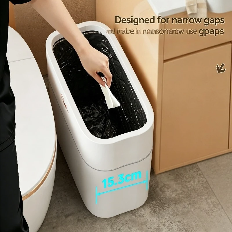Large Floor-Standing Bathroom Trash Can, Slim Gap Bin with Lid, High-Value Narrow-Space Waste Basket, Special for Toilet, Suitab
Large Floor-Standing Bathroom Trash Can, Slim Gap Bin with Lid, High-Value Narrow-Space Waste Basket, Special for Toilet, Suitab