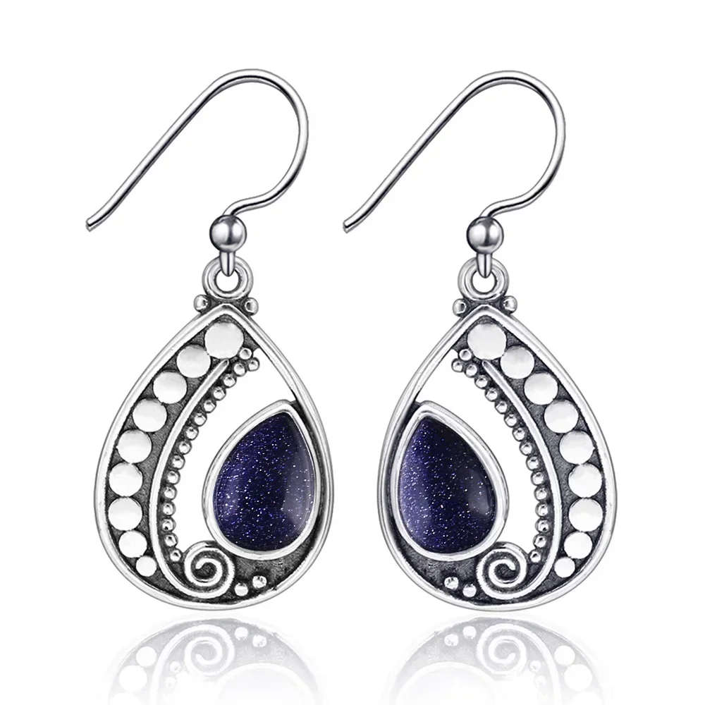 Women's Retro Ear Jewelry Gift of Natural 6*9MM Drop-Shaped Blue Sandstone Earrings Silver Plated Hot Sale Pendant Earrings
Women's Retro Ear Jewelry Gift of Natural 6*9MM Drop-Shaped Blue Sandstone Earrings Silver Plated Hot Sale Pendant Earrings