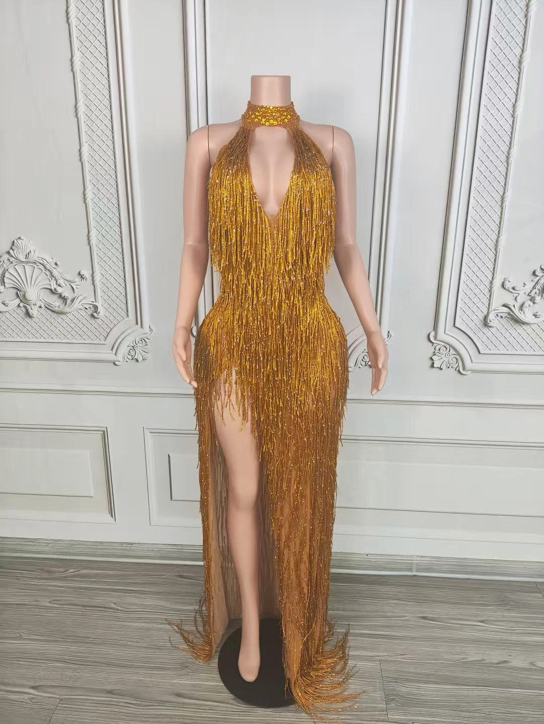 Sexy women's performance costume sequin tassel jumpsuit, birthday cocktail party dress
Sexy women's performance costume sequin tassel jumpsuit, birthday cocktail party dress