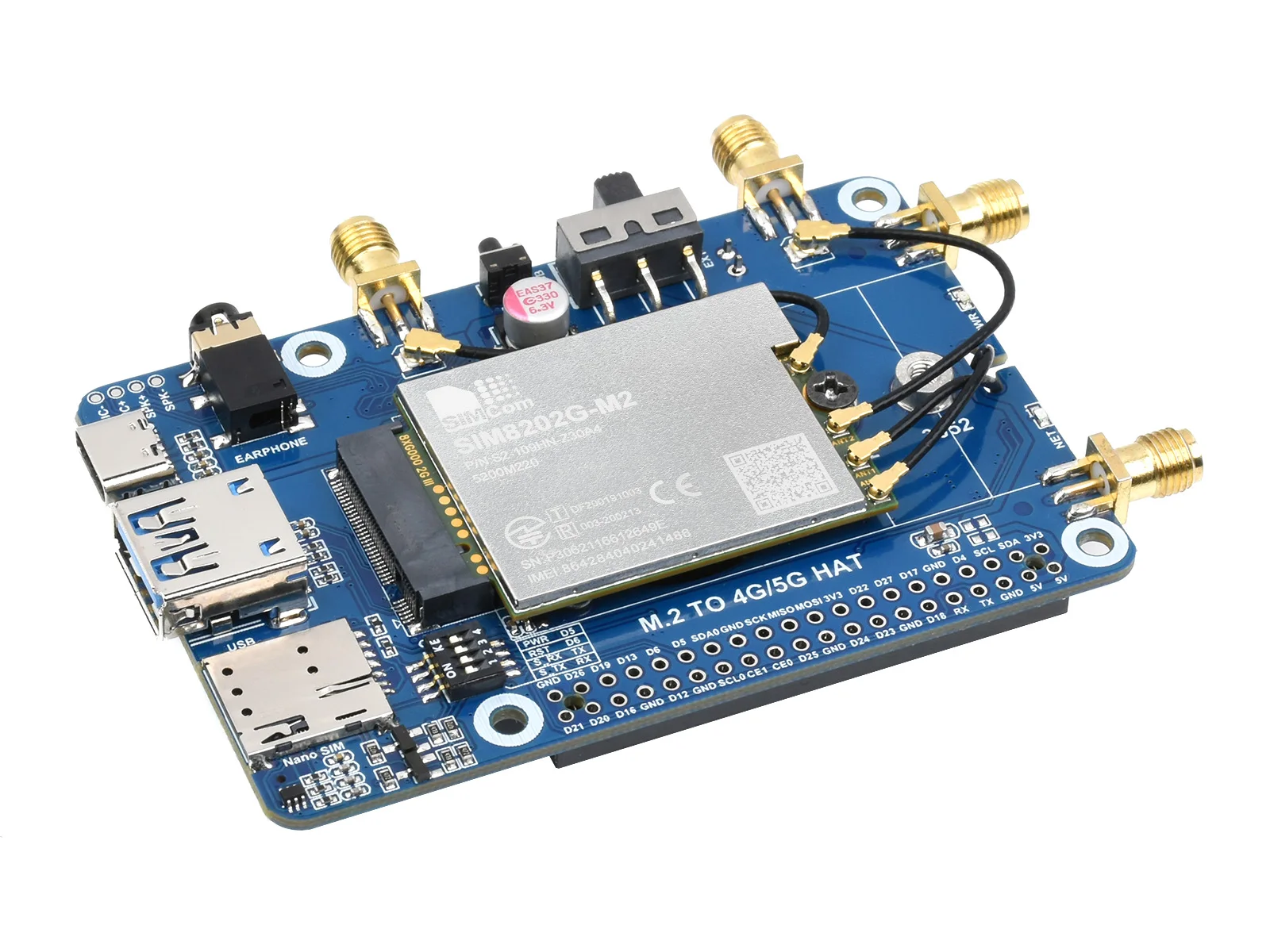 SIM8202G-M2 5G шляпа для Raspberry Pi, американская версия, 5G/4G/3G Поддержка, Snapdragon X55, многорежимный Multi диапазон
SIM8202G-M2 5G шляпа для Raspberry Pi, американская версия, 5G/4G/3G Поддержка, Snapdragon X55, многорежимный Multi диапазон