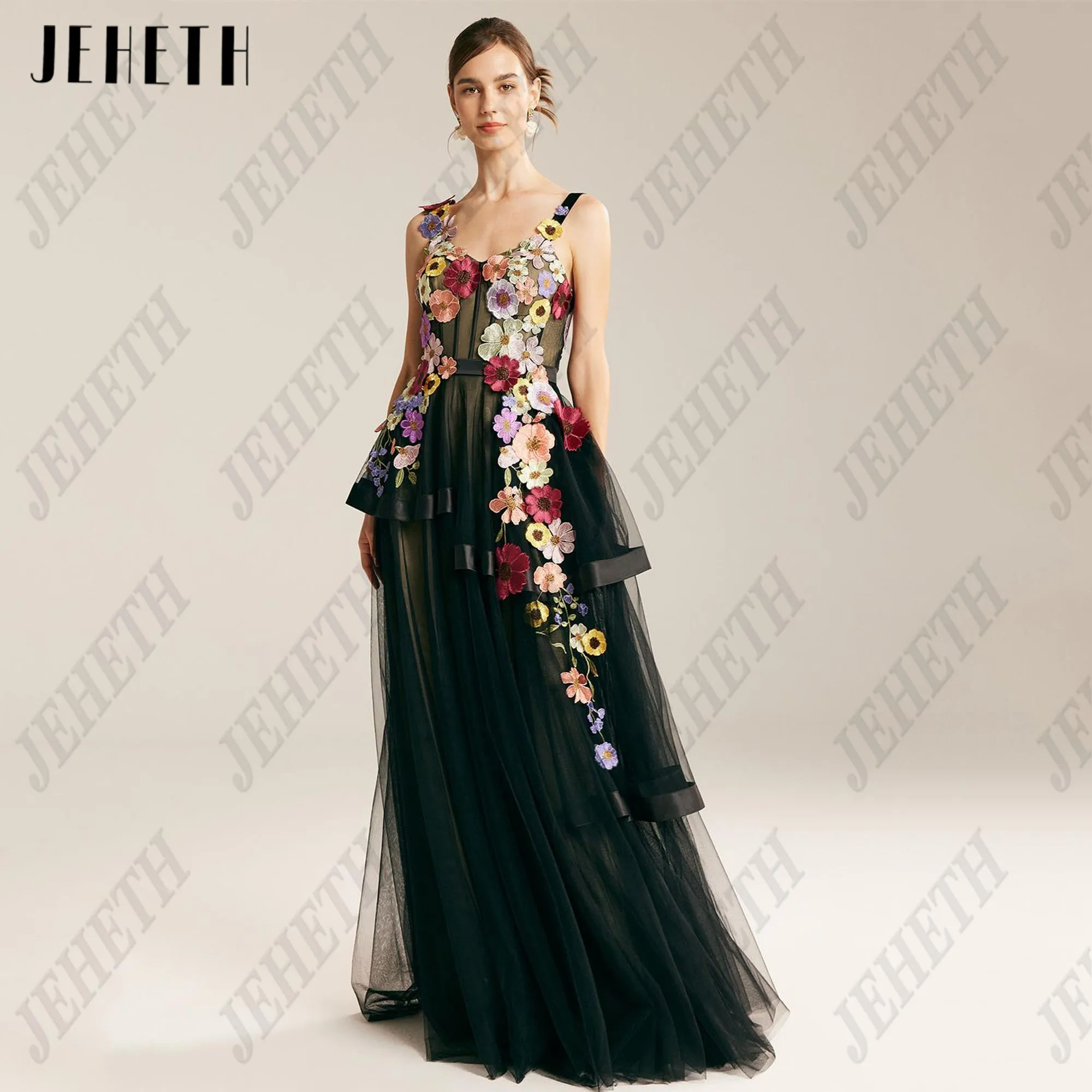 JEHETH 3D Flowers Prom Dress Spaghetti Straps Embroidery V-Neck Tulle Vestidos De Gala Party Gown A-Line Floor Length Sleeveless
JEHETH 3D Flowers Prom Dress Spaghetti Straps Embroidery V-Neck Tulle Vestidos De Gala Party Gown A-Line Floor Length Sleeveless