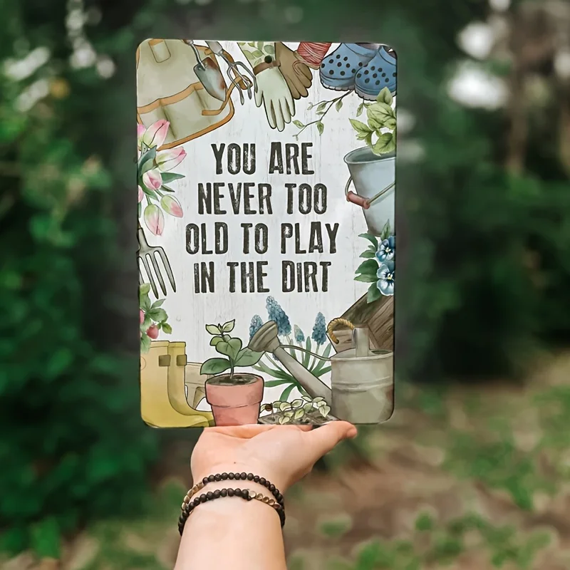 One piece, "play with mud" gardening metal iron plaque, classic style, outdoor safety, funny quotes, garden decoration
One piece, "play with mud" gardening metal iron plaque, classic style, outdoor safety, funny quotes, garden decoration