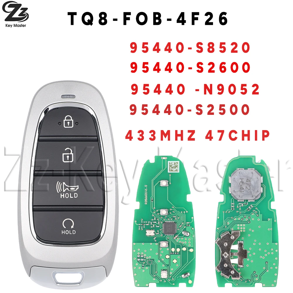 Zz TQ8-FOB-4F26 95440-58520/52600/N9052/52500 ID47 Chip 433MHZ Proximity Remote Key For Hyundai Palisade SANTA FE Tucson Santa
Zz TQ8-FOB-4F26 95440-58520/52600/N9052/52500 ID47 Chip 433MHZ Proximity Remote Key For Hyundai Palisade SANTA FE Tucson Santa