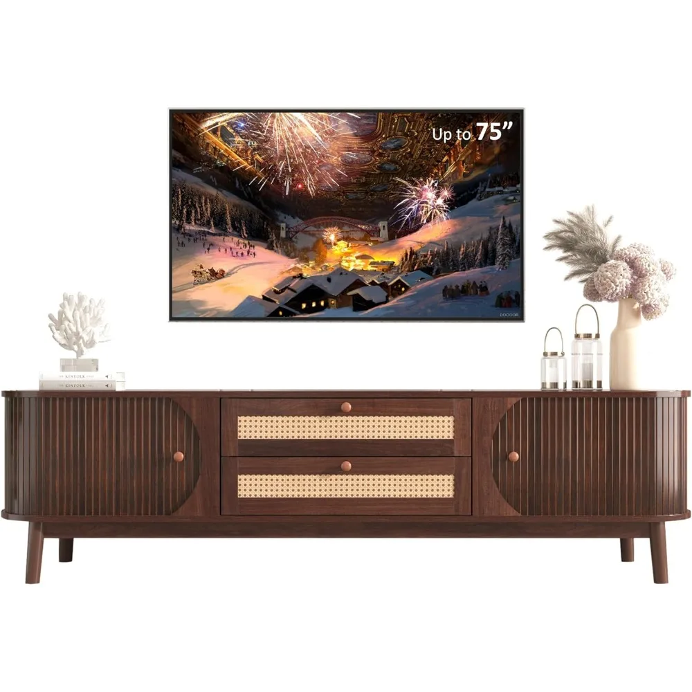 Modern Fluted TV Stand for 75" TVs, Mid-Century Entertainment Center Tambour Door Media Console TV Cabinet with Rattan-Front Dr
Modern Fluted TV Stand for 75" TVs, Mid-Century Entertainment Center Tambour Door Media Console TV Cabinet with Rattan-Front Dr