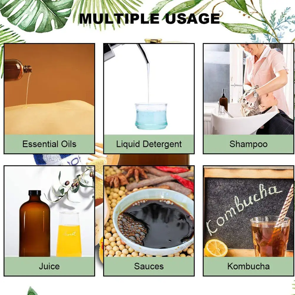 Набор из 4 флаконов-дозаторов для эфирных масел, коричневое толстое стекло, 500 мл, многоразовые, прочные, для шампуня, лосьона, для ванной, с возможностью дозаправки
Набор из 4 флаконов-дозаторов для эфирных масел, коричневое толстое стекло, 500 мл, многоразовые, прочные, для шампуня, лосьона, для ванной, с возможностью дозаправки