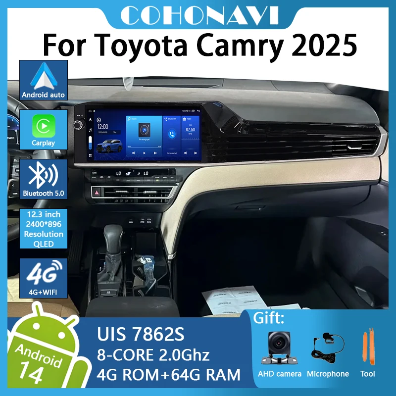 12.3inch Android14 For Toyota Camry 2025 Car Radio Gps Navigation UIS7862S 8-core 4+64G 2400*896 carplay
12.3inch Android14 For Toyota Camry 2025 Car Radio Gps Navigation UIS7862S 8-core 4+64G 2400*896 carplay