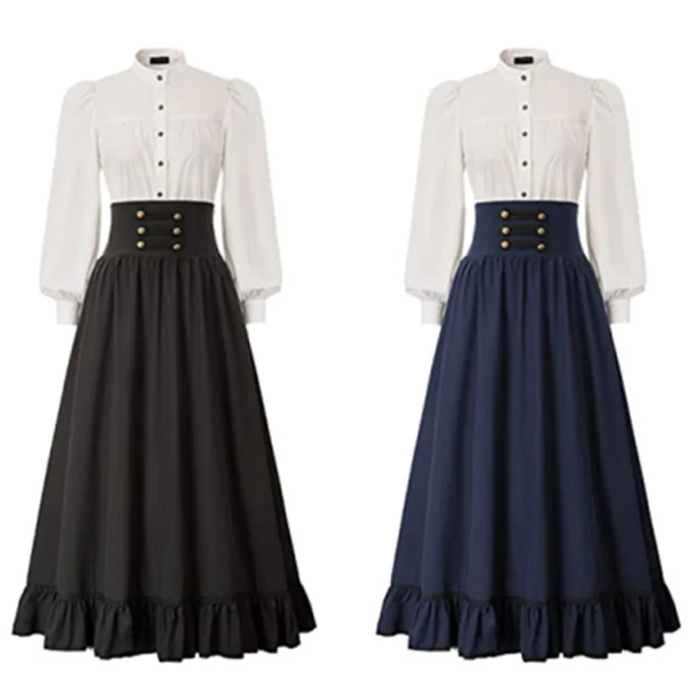 Victorian Medieval Skirt 19th Century Women High Waist Solid Color Renaissance Dress Cosplay Costume Ruffled Hem Swing Skirts
Victorian Medieval Skirt 19th Century Women High Waist Solid Color Renaissance Dress Cosplay Costume Ruffled Hem Swing Skirts