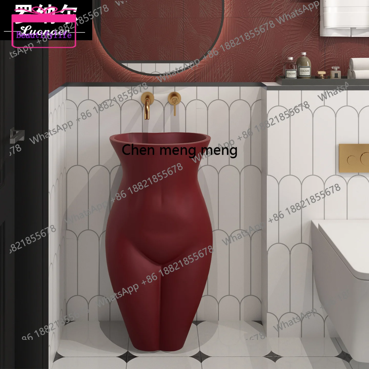 YL Italian burgundy high-end column, personalized art and creativity integrated floor-to-ceiling wash basin
YL Italian burgundy high-end column, personalized art and creativity integrated floor-to-ceiling wash basin