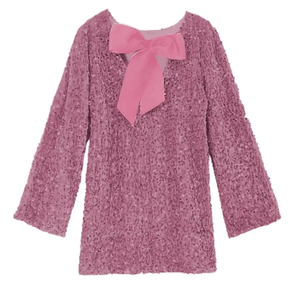 Shimmering Bowtie Sequin Dress Women's Long Sleeve Loose Dress Elegant Party Attire Available In Various Colors
Shimmering Bowtie Sequin Dress Women's Long Sleeve Loose Dress Elegant Party Attire Available In Various Colors