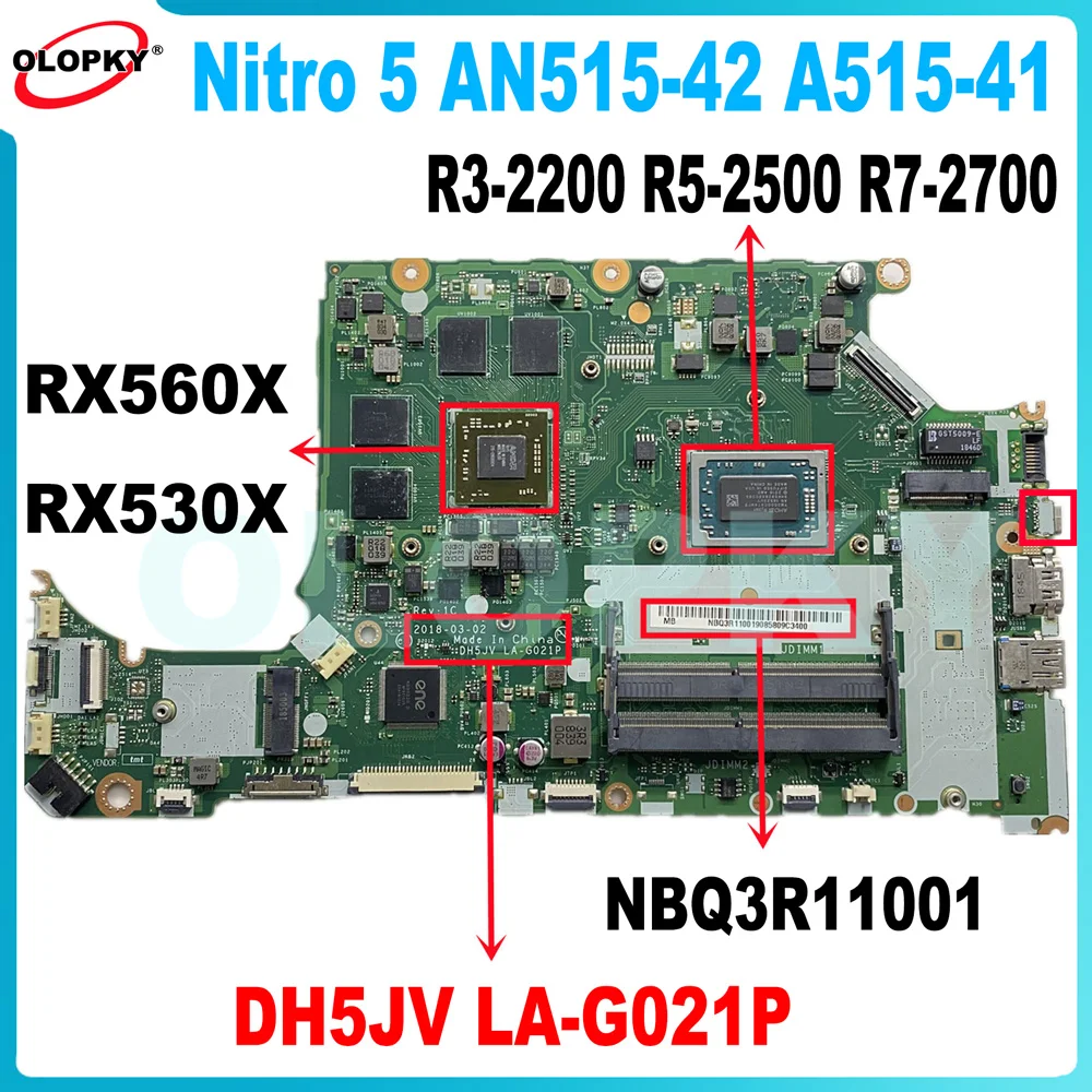 Материнская плата DH5JV LA-G021P для Acer Nitro 5 AN515-42 A515-41, материнская плата для ноутбука с процессором R3-2200 R5-2500 R7-2700 RX 560X/530 GPU
Материнская плата DH5JV LA-G021P для Acer Nitro 5 AN515-42 A515-41, материнская плата для ноутбука с процессором R3-2200 R5-2500 R7-2700 RX 560X/530 GPU