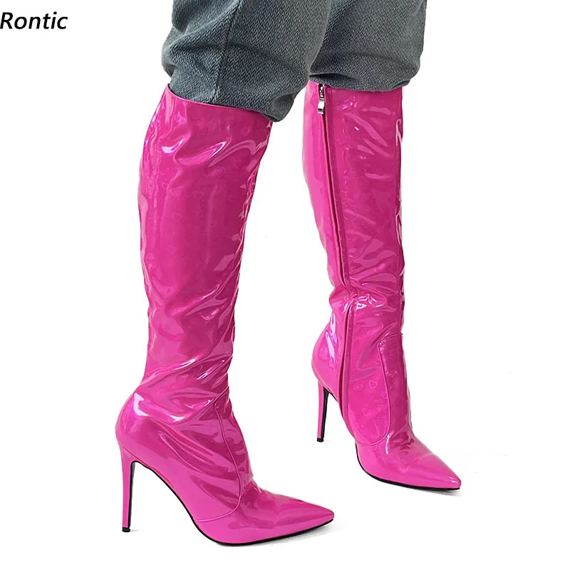 Rontic/женские зимние сапоги ручной работы, пикантные туфли на шпильке с острым носком, фуксия, синяя обувь для вечеринок, размер США 5-15
Rontic/женские зимние сапоги ручной работы, пикантные туфли на шпильке с острым носком, фуксия, синяя обувь для вечеринок, размер США 5-15