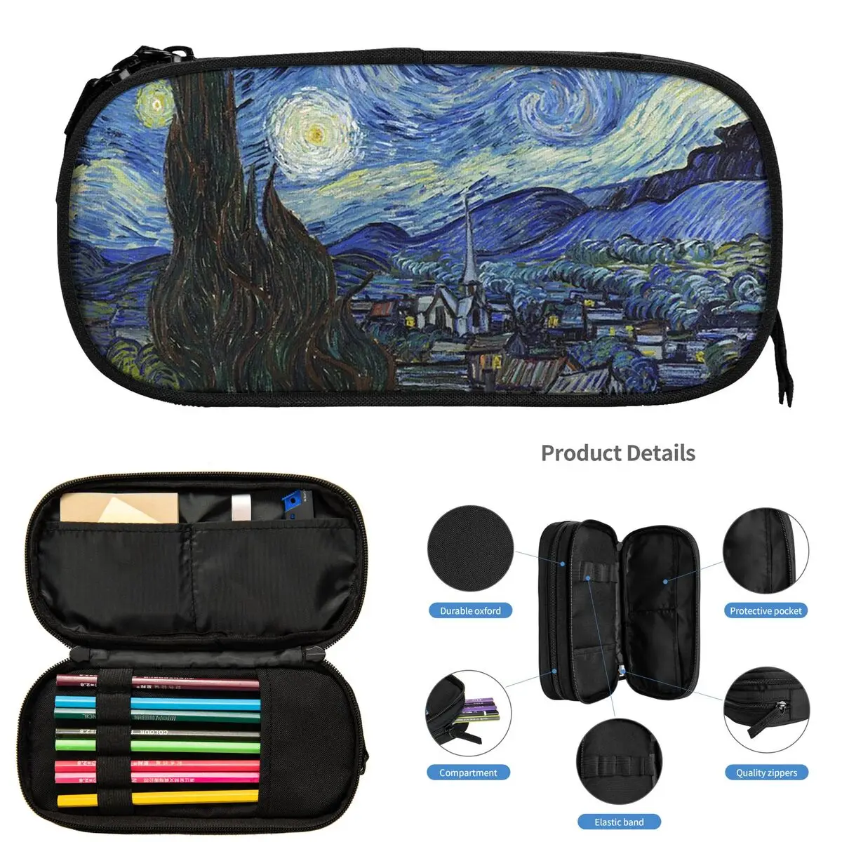 Звездная ночь - Vincent Van Gogh Пеналы для студентов Подарки Коробка для ручек Сумка-карандаш Большой вместительный пенал Канцелярские принадлежности
Звездная ночь - Vincent Van Gogh Пеналы для студентов Подарки Коробка для ручек Сумка-карандаш Большой вместительный пенал Канцелярские принадлежности