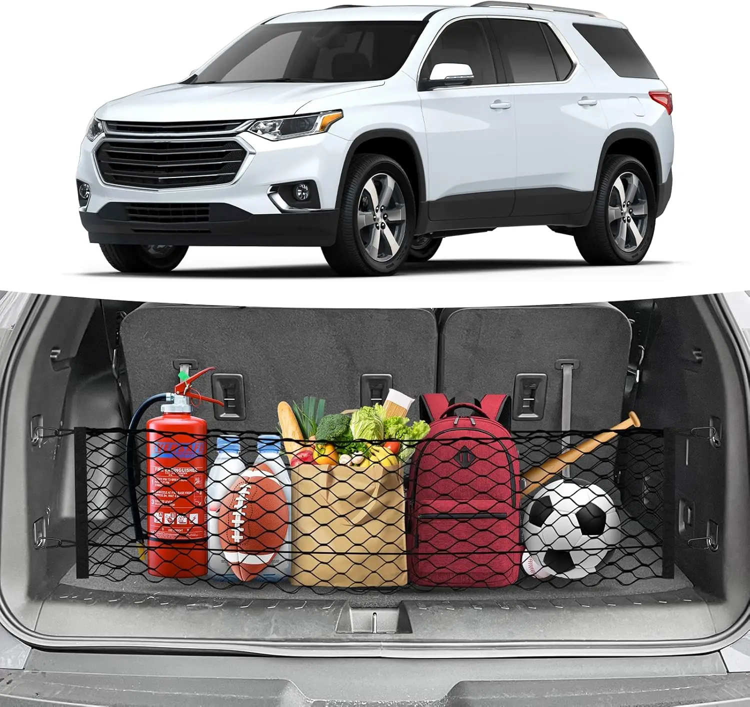 Trunk Cargo Net for Chevy Traverse 2018-2026, Stretchable Elastic Nylon Rear Organizer with Hooks
Trunk Cargo Net for Chevy Traverse 2018-2026, Stretchable Elastic Nylon Rear Organizer with Hooks