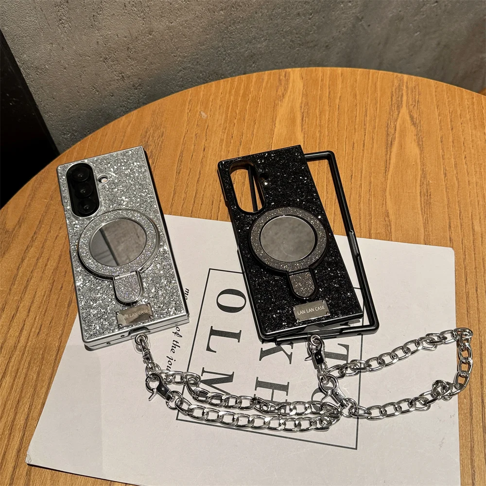 Luxury Diamond Phone case With Mirror Stand Shockproof Cover for Samsung Galaxy Z Fold6 7 Z Fold7 6 5 zfold5 4 Fundas With Chain
Luxury Diamond Phone case With Mirror Stand Shockproof Cover for Samsung Galaxy Z Fold6 7 Z Fold7 6 5 zfold5 4 Fundas With Chain