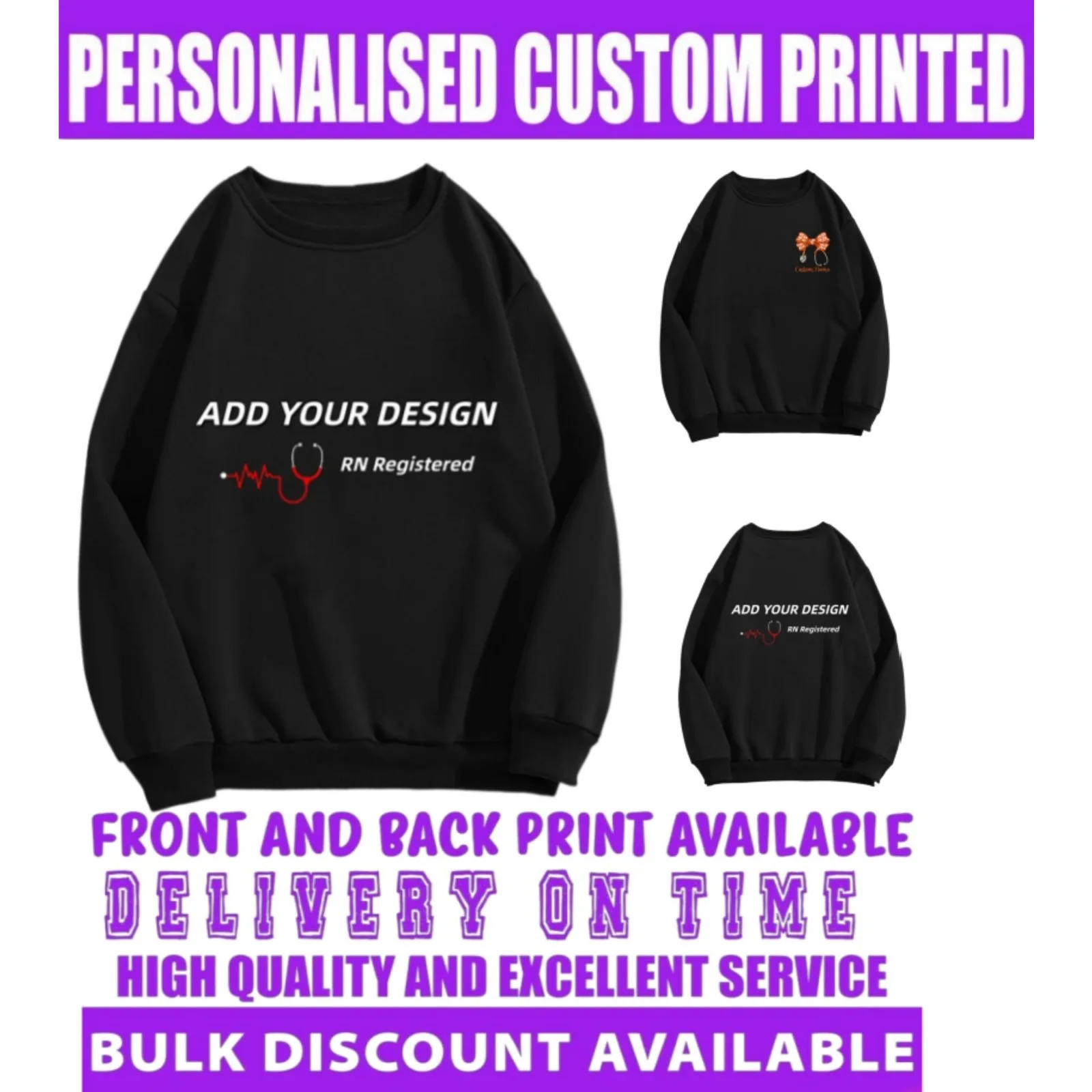 Custom Nurse Crewneck Sweatshirt Gift for Nursing Assistant or Nurse Graduation
Custom Nurse Crewneck Sweatshirt Gift for Nursing Assistant or Nurse Graduation