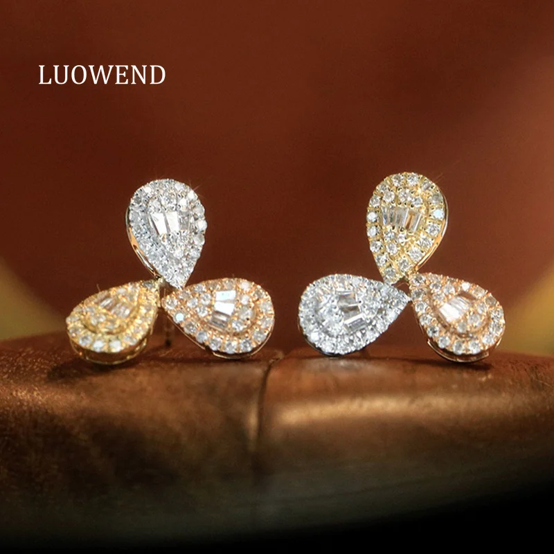 Серьги LUOWEND из белого, желтого и розового золота 18 карат, 0,66 карата, серьги-гвоздики с натуральными бриллиантами для женщин, модные стильные украшения для вечеринок
Серьги LUOWEND из белого, желтого и розового золота 18 карат, 0,66 карата, серьги-гвоздики с натуральными бриллиантами для женщин, модные стильные украшения для вечеринок