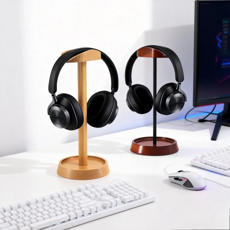 Head Mounted Headphone Stand Custom Walnut Desktop Storage Rack Aluminum Alloy Base Personalization Display Accessories