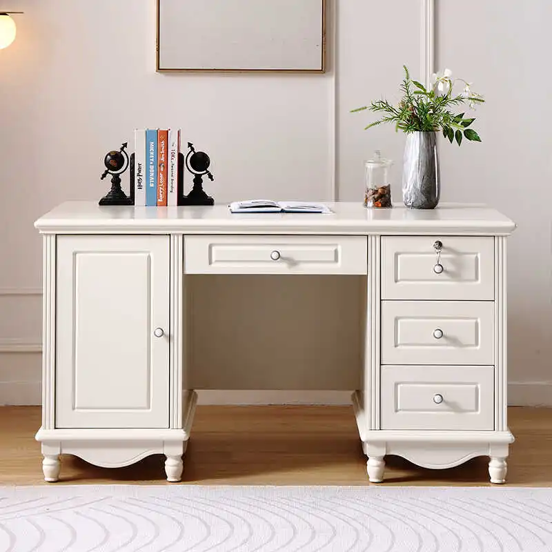 Desk ivory white solid wood table, bedroom small writing table, simple learning computer table, free desktop pad
Desk ivory white solid wood table, bedroom small writing table, simple learning computer table, free desktop pad