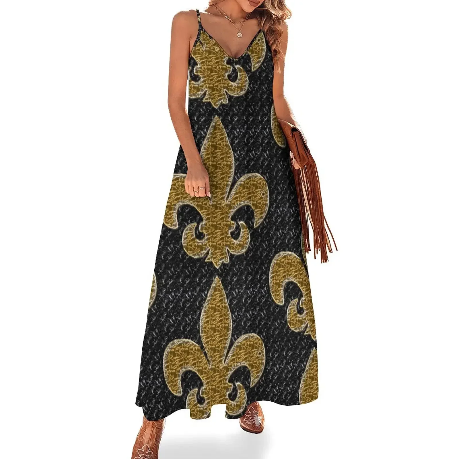 Black and Gold Fleur De Lis Sleeveless Dress Female dress Dresses sexy short dresses daring Dress
Black and Gold Fleur De Lis Sleeveless Dress Female dress Dresses sexy short dresses daring Dress