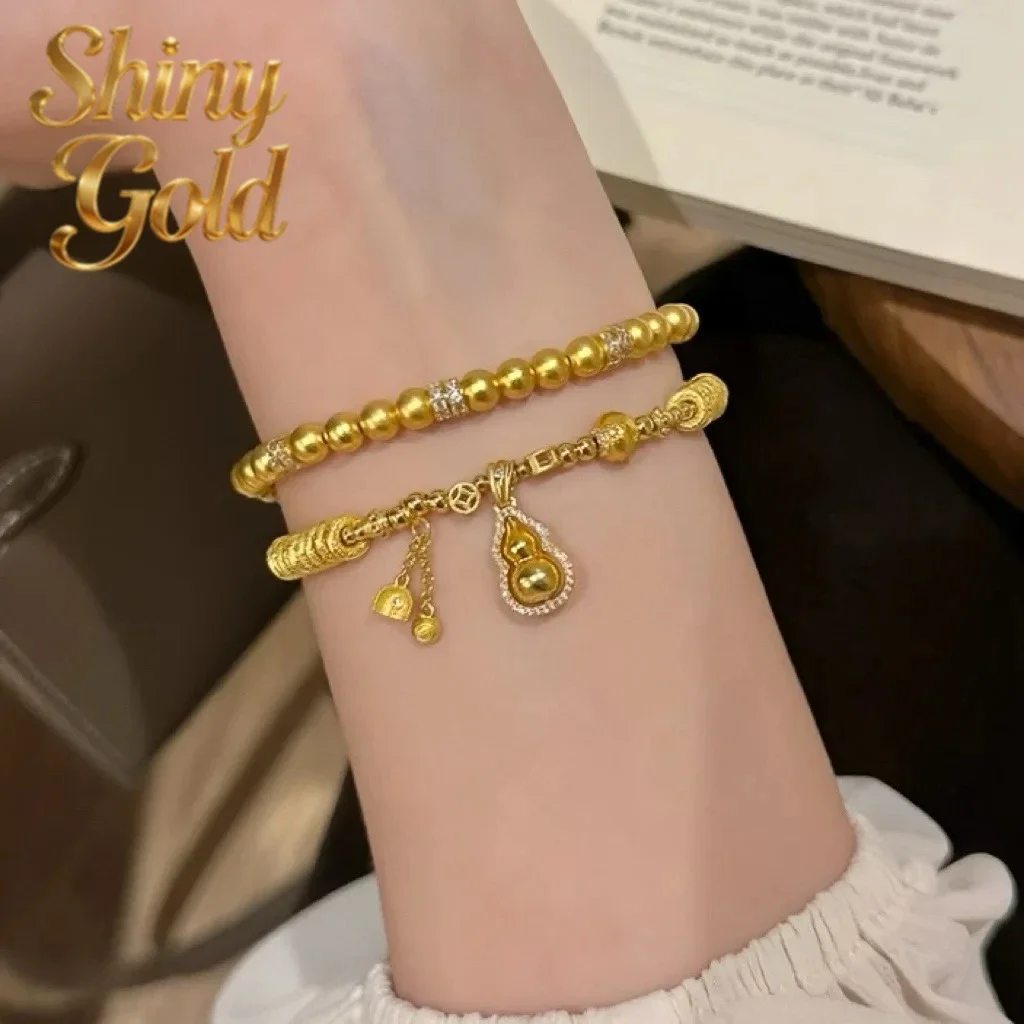 Браслет ShinyGold Luxury из настоящего золота 9999 пробы (24K) с вращающимся диском в форме тыквы Луцай, инкрустированный бриллиантами, новый, в китайском стиле, с бусинами-талисманами.
Браслет ShinyGold Luxury из настоящего золота 9999 пробы (24K) с вращающимся диском в форме тыквы Луцай, инкрустированный бриллиантами, новый, в китайском стиле, с бусинами-талисманами.