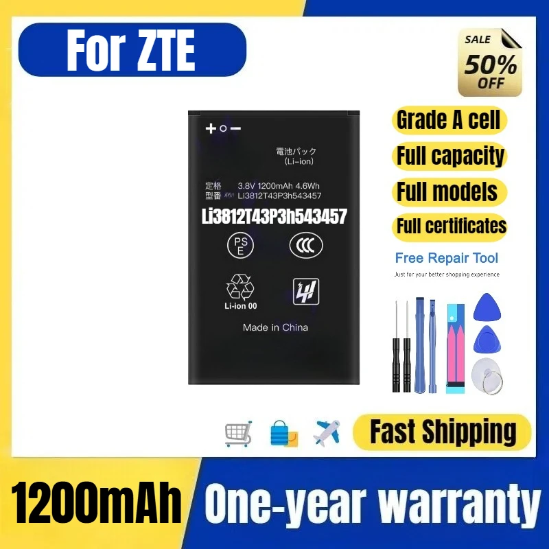 Li3812T43P3h543457 for ZTE 1200mah Mobile Phone Battery High Quality High Capacity Replacement Bateria Grade A Cell with Tools
Li3812T43P3h543457 for ZTE 1200mah Mobile Phone Battery High Quality High Capacity Replacement Bateria Grade A Cell with Tools